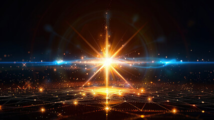 Fototapeta premium vibrant star icon radiates light and energy, symbolizing hope and celebration. dazzling effect creates magical atmosphere, perfect for festive occasions