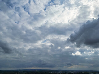 High Angle View of Buildings at Downtown Central Northampton City of East Midlands Region of England Great Britain. Aerial Footage Was Captured with Drone's Camera From Medium High Altitude on April 2