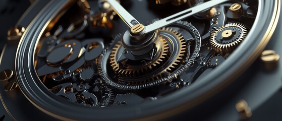 Vintage clock, gears and mechanisms exposed, steampunk style, 3D illustration, isolated on white background