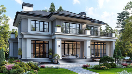 architectural blueprint of a residential house, detailed and meticulously drawn, focus on home design
