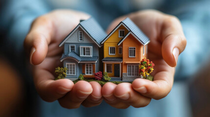 close-up of hands holding a small model house, symbolizing real estate investment and home ownership dreams