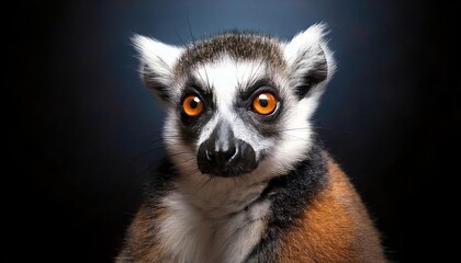 Obraz premium a ring-tailed lemur focused on the camera, surrounded by sharp trees in the background