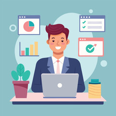 vector show a realistic single british business person