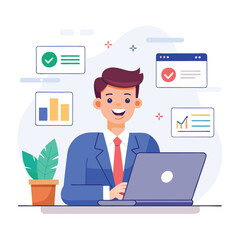 vector show a realistic single british business person