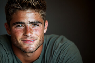 Fototapeta premium Portrait of smiling white cute teenage boy