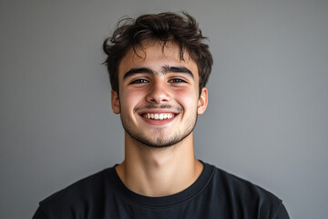 Fototapeta premium Portrait of smiling white cute teenage boy