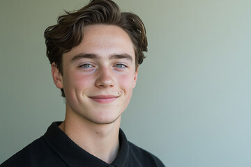 Fototapeta premium Portrait of smiling white cute teenage boy