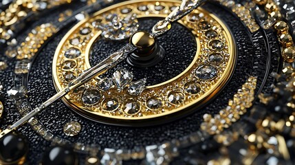 Close up of a Luxury Watch with Gold and Diamond Details