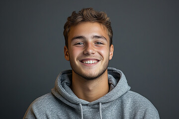 Fototapeta premium Portrait of smiling white cute teenage boy