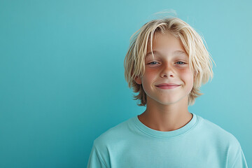 Portrait of smiling white cute teenage boy