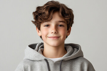 Portrait of smiling white cute teenage boy
