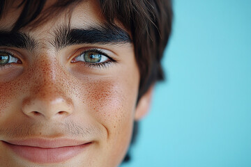 Fototapeta premium Portrait of smiling white cute teenage boy