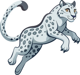 snow leopard jump on white background