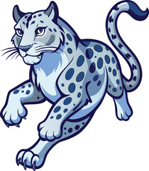 snow leopard jump on white background
