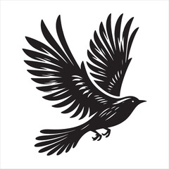 Obraz premium Flying bird black and white icon silhouette illustration vector