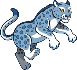 snow leopard jump on white background