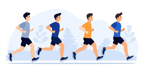 Illustration of a man running through various stages of movement.