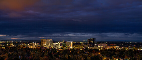 Boise Skyline at night during blue hour