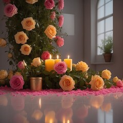 Ein Meer aus Rosen und Kerzen. Generative AI Technologie