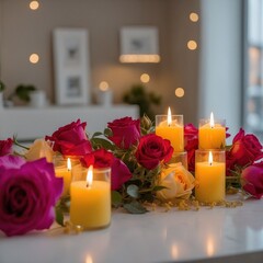 Ein Meer aus Rosen und Kerzen. Generative AI Technologie