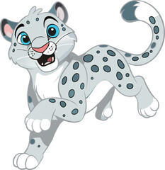 snow leopard jump on white background