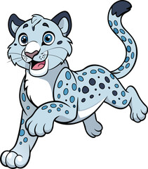 snow leopard jump on white background