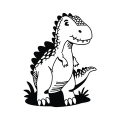 Fototapeta premium Cute vector illustration Allosaurus for toddlers coloring page. Cute vector illustration