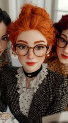 Obraz premium Stylishly Dressed Dolls Showcase Unique Fashion Trends and Contemporary Aesthetics in a Charming Setting