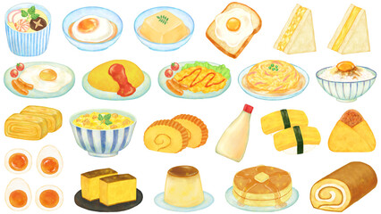 卵料理のイラストセット エッグ