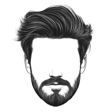 recommend clip art: Trendy man hairstyle isolated on white background. Face with stylish coiffure, moustache and beard. Men's fashion