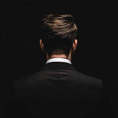 A Businessman Embraces Confidence in a Dark Setting to Inspire Professionalism and Elegance in Modern Fashion