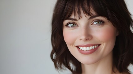 Smiling Woman Portrait with Brown Hair in Natural Light

