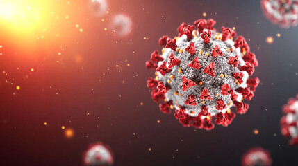 Detailed 3D rendering of a virus cell under microscopic examination