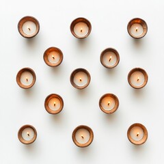 Fototapeta premium diyas in lower side on white background ,generative ai