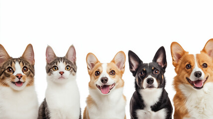 Variety of pets posed against a clean white background