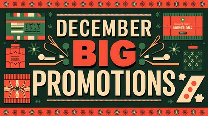 December Big Promotions with Illustrated Presents and Snowflakes