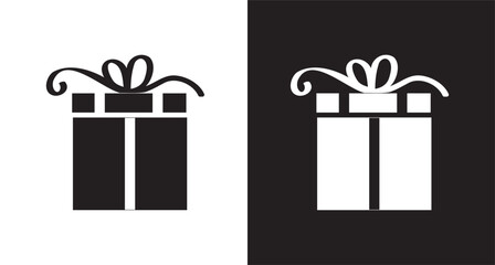 Gift icon. Vector gift box symbol. Birthday present, Christmas gift icon. Black gift box icon.