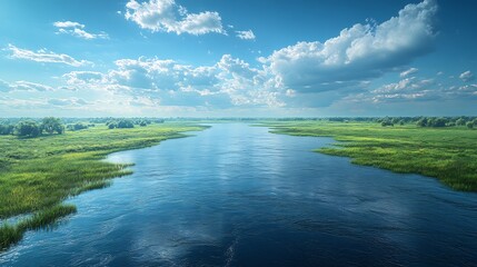 Vast freshwater lake breaches boundaries flooding lowlands and driving climate and sea level changes