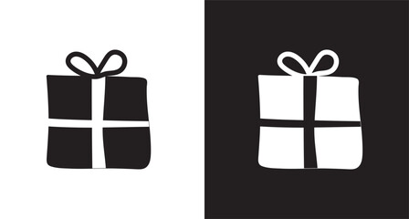 Simple black Present Christmas gift box icon