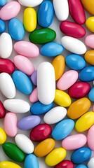 A vibrant assortment of colorful gummy candies arranged beautifully in a close-up shot showcasing delightful textures and hues