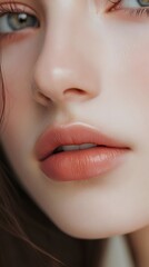 Fototapeta premium Soft Neutral Lips Close-Up Portrait