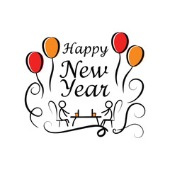 Bursting with Joy Vibrant Happy New Year Design with Colorful Balloons