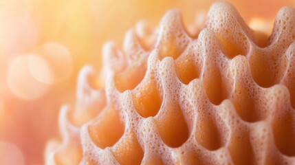Close-up of a Honeycomb with a Defocused Background