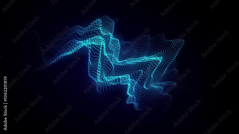 Aufkleber Abstract digital blue circle wave on black background. Big data visualization. Analytics representation. Sphere with explosion of bright particles. 3d rendering.
