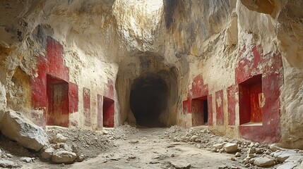 Artistic depictions cave walls pottery reflecting the struggles and adaptations of early humans as they experience the abrupt climate shifts of the 82 kiloyear event