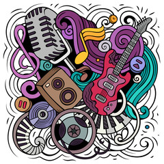 Cartoon vector doodles Disco music illustration