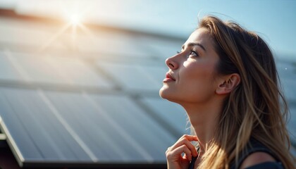 Sustainable Energy Portrait: Young Woman Contemplating Solar Future