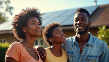 Sustainable Family Living: African American Siblings and Brother Celebrating Green Energy