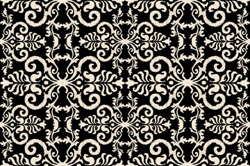 Ikat paisley embroidery on the fabric in Indonesia, India and Asian countries.geometric ethnic oriental seamless pattern.Aztec style. illustration. design for texture, fabric,clothing,wrapping,carpet.