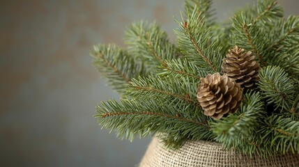 Rustic tree topper materials combined with pine branches, organic textures, and a serene atmosphere.